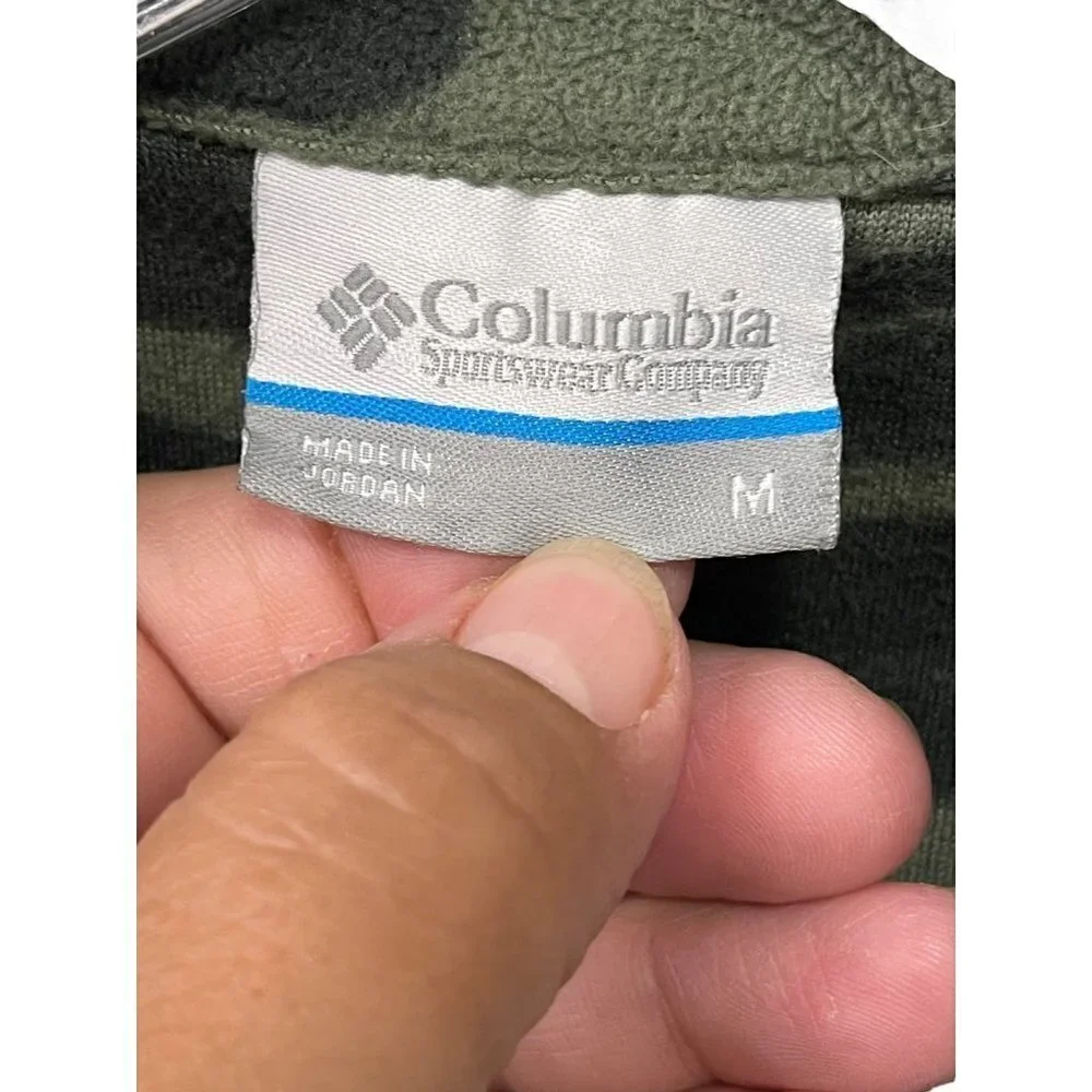 Columbia Camo Fleece 1/4 Zip Sweater Green Youth Size M